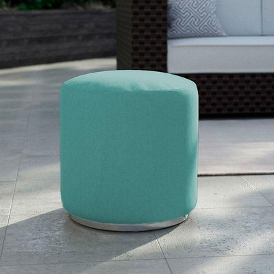 Tabouret Dara rond de 40 cm de diamètre - 40 cm de hauteur en textile d'extérieur avec base en acier inoxydable