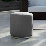 Tabouret Dara rond de 40 cm de diamètre - 40 cm de hauteur en textile d'extérieur avec base en acier inoxydable