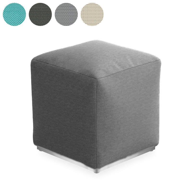 Tabouret Dara carré 40x40cm - 40cm de hauteur textile d'extérieur avec base en acier inoxydable