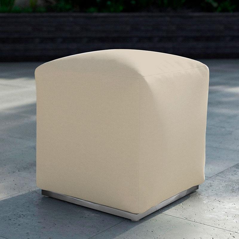 Tabouret Dara carré 40x40cm - 40cm de hauteur textile d'extérieur avec base en acier inoxydable