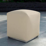 Tabouret Dara carré 40x40cm - 40cm de hauteur textile d'extérieur avec base en acier inoxydable