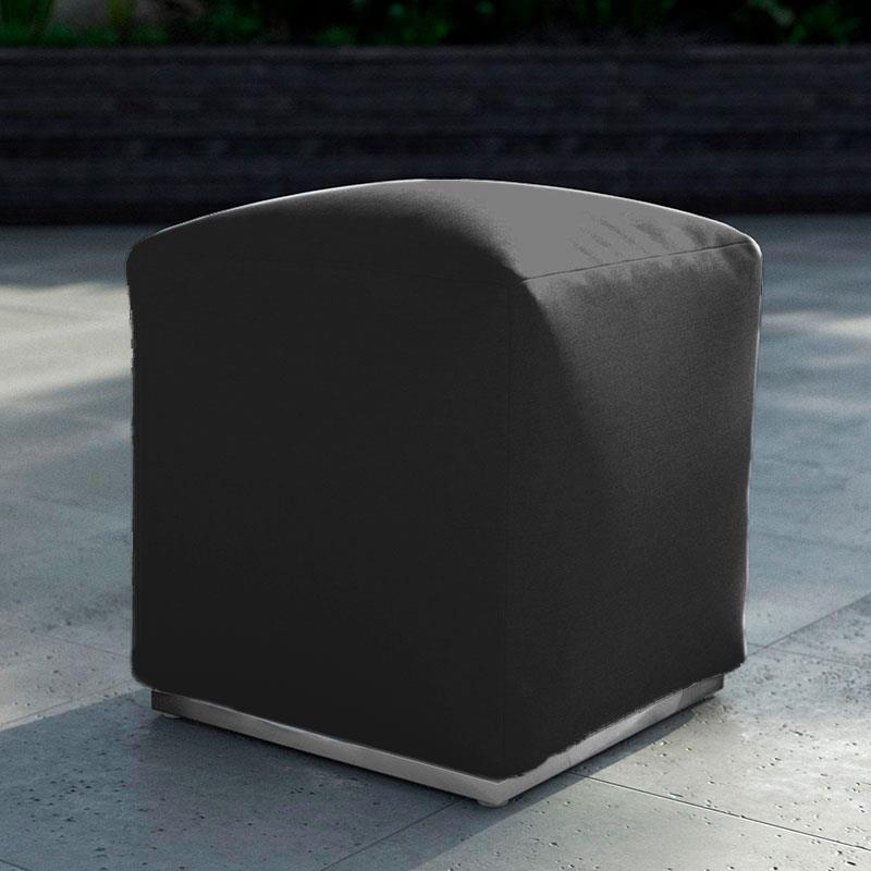 Tabouret Dara carré 40x40cm - 40cm de hauteur textile d'extérieur avec base en acier inoxydable