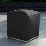 Tabouret Dara carré 40x40cm - 40cm de hauteur textile d'extérieur avec base en acier inoxydable