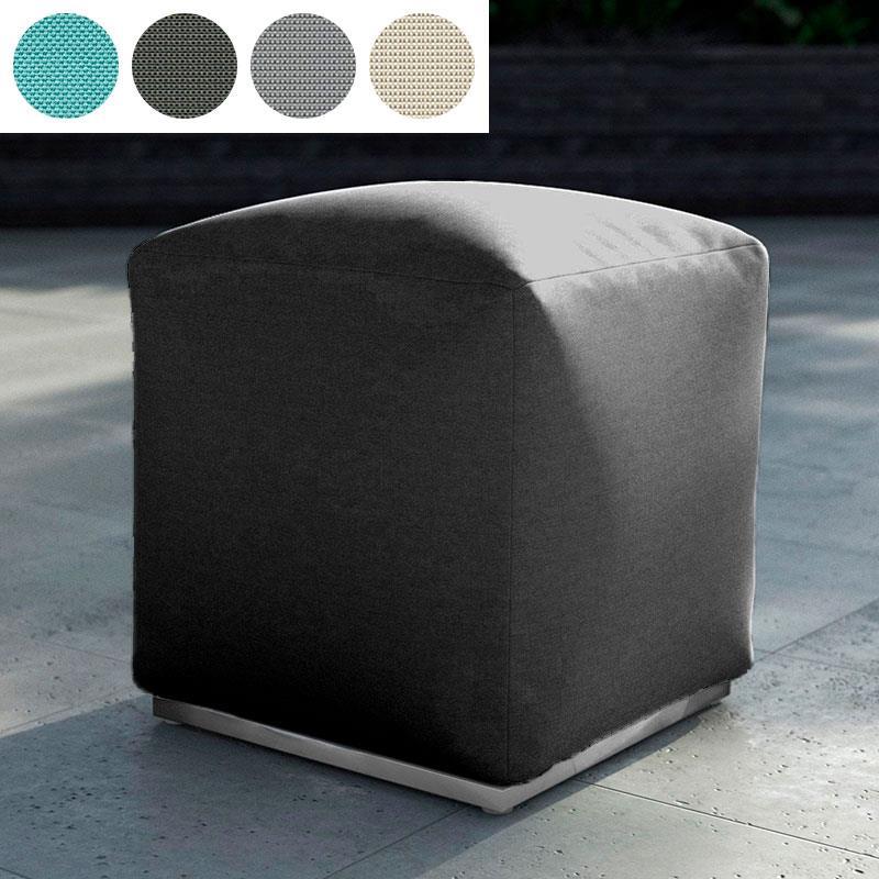 Tabouret Dara carré 40x40cm - 40cm de hauteur textile d'extérieur avec base en acier inoxydable