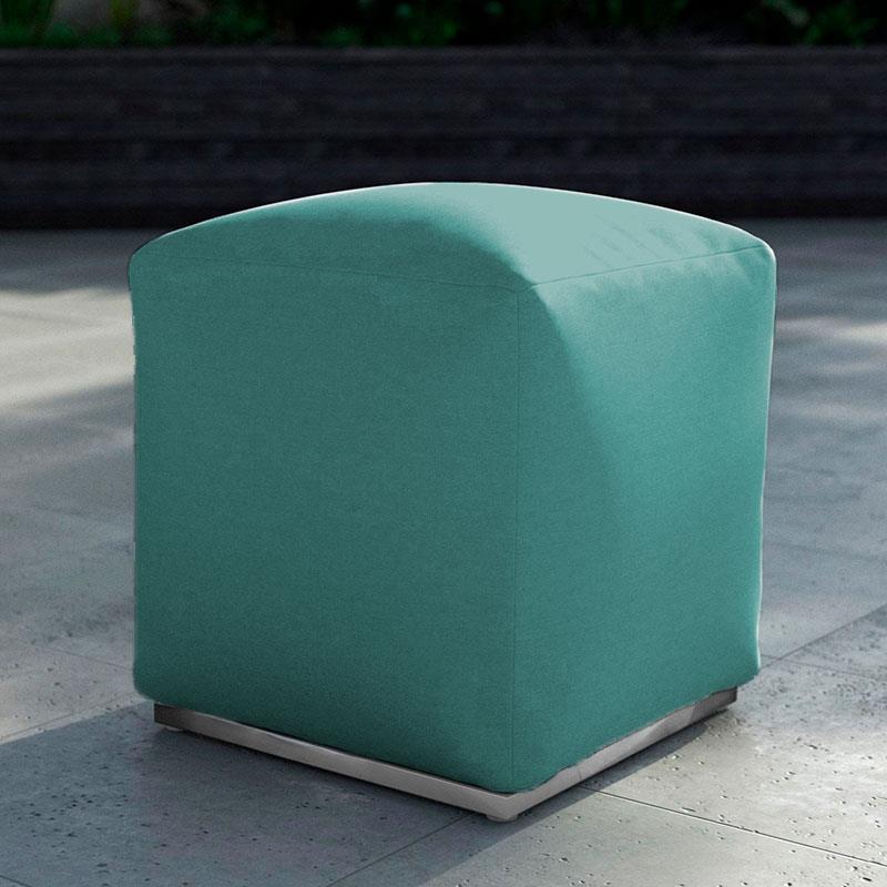 Tabouret Dara carré 40x40cm - 40cm de hauteur textile d'extérieur avec base en acier inoxydable