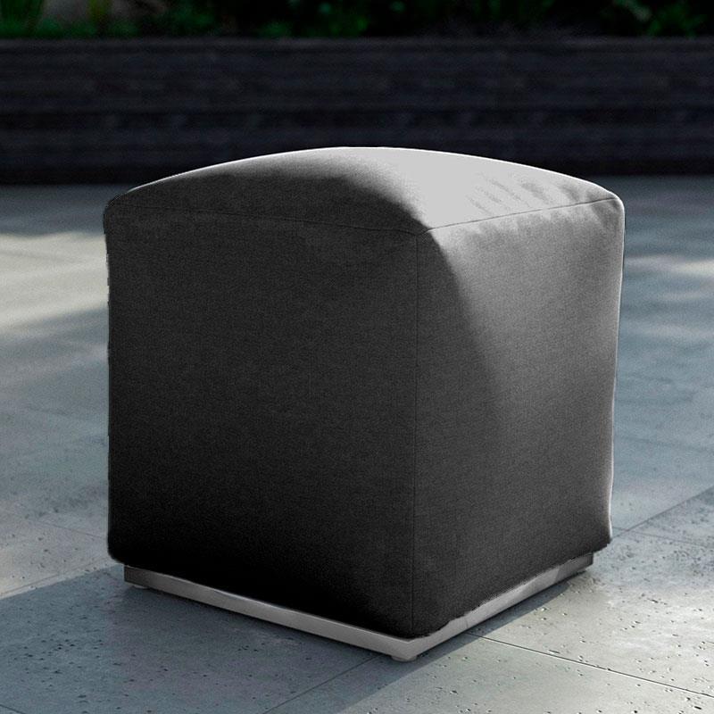 Tabouret Dara carré 40x40cm - 40cm de hauteur textile d'extérieur avec base en acier inoxydable