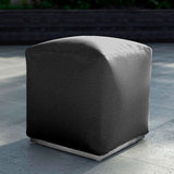Tabouret Dara carré 40x40cm - 40cm de hauteur textile d'extérieur avec base en acier inoxydable