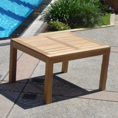 Table à manger Hampton 100 x 100 x 76 cm en teck avec pieds de table 9x9 cm réglables en hauteur