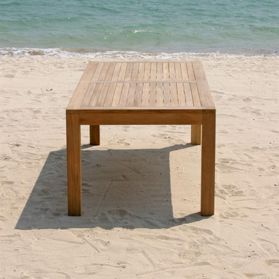 Table à manger Hampton 160 x 85 x 76 cm en teck avec pieds de table 9x9 cm réglables en hauteur