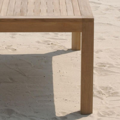 Table à manger Hampton 150 x 150 x 76 cm en teck avec pieds de table 9x9 cm réglables en hauteur