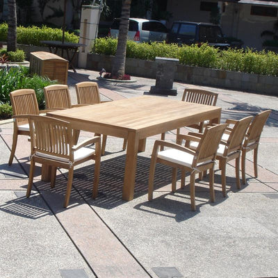 Table à manger Hampton 160 x 85 x 76 cm en teck avec pieds de table 9x9 cm réglables en hauteur