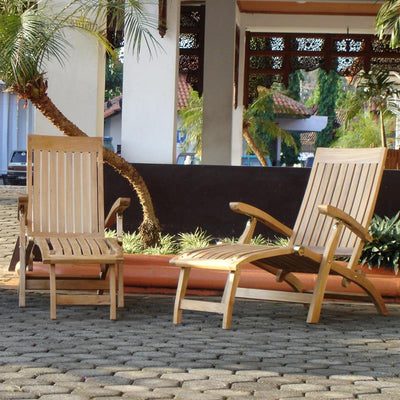 Chaise longue Elegance 154 x 61 x 98 cm Teck certifié GRADE A + Ferrures en laiton
