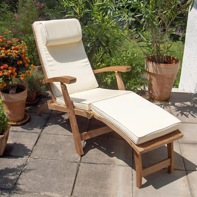 Chaise longue Elegance 154 x 61 x 98 cm Teck certifié GRADE A + Ferrures en laiton
