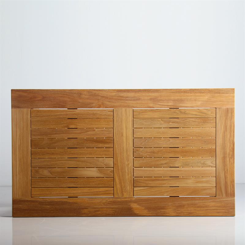 Table basse Briston 105 x 60 cm avec étagère en teck certifié Grade A avec pieds de table 6x6 cm