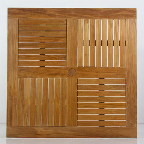 Table basse carrée Briston 120 x 120 cm en teck certifié Grade A avec pieds de table 6x6 cm