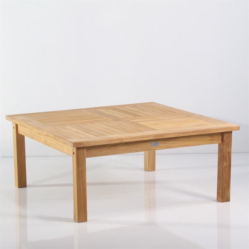 Table basse carrée Briston 120 x 120 cm en teck certifié Grade A avec pieds de table 6x6 cm