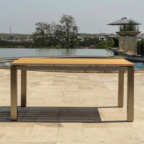 Zilart Bank Set Teak Grade A 160/2/2 bestehend aus Zilart Esstisch 160 x 100 mit 2 Gartenbänke ohne Rückenlehne 140x45 und 2 Beistelltischen/Hockern 50 x 50