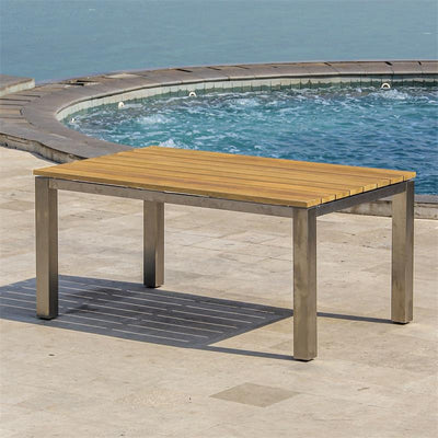 Ensemble de chaises empilables Zilart Teck Naturel 160 composé d'une table à manger Zilart 160 x 100 et de chaises empilables Zilart