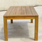 Table à manger Dusun 240 x 100 x 77 cm en teck recyclé - pieds : 9 x 9 cm, poutre : 7 cm, plateau : 3 cm
