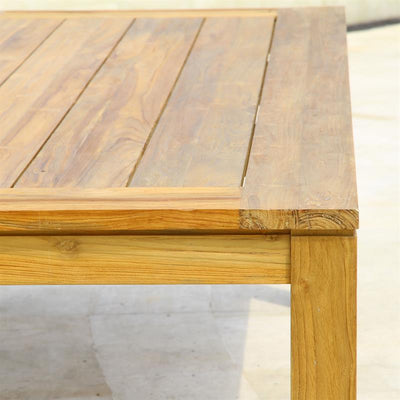 Table à manger Dusun 100 x 100 x 77 cm en teck recyclé - pieds : 9 x 9 cm, poutre : 7 cm, plateau : 3 cm