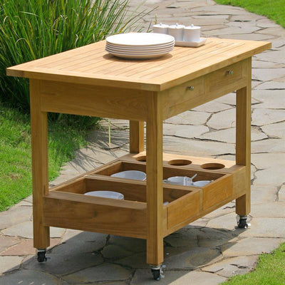 Desserte en teck 100x65x75 cm assortie aux tables Elegance et Moselle