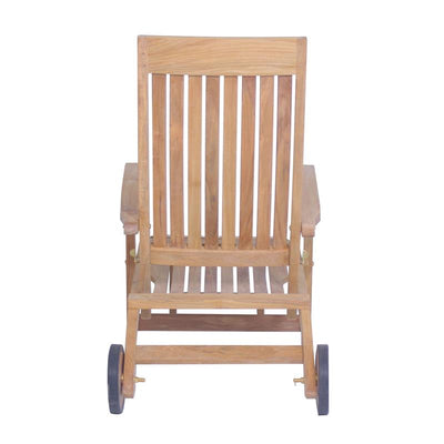 Chaise longue Elegance à roulettes 154 x 61 x 98 cm Teck certifié GRADE A + ferrures en laiton