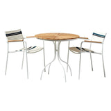 Mood Air stacking chair white/white+grey/petrol aluminum powder-coated with teak armrests