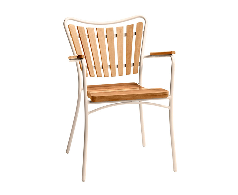 Ellen Stapelstuhl Sandy Grey/Sandy Grey Teak Grade A mit Aluminium pulverbeschichtet
