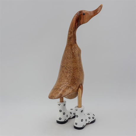 Canard »Indira« - grand canard dressé brun avec des chaussures blanches fleuries