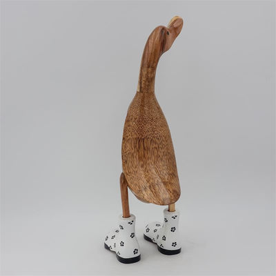Canard »Indira« - grand canard dressé brun avec des chaussures blanches fleuries