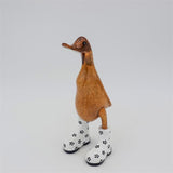 Canard »Ina« - petit canard dressé brun avec des chaussures blanches fleuries