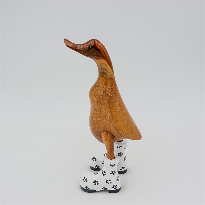 Canard »Ina« - petit canard dressé brun avec des chaussures blanches fleuries