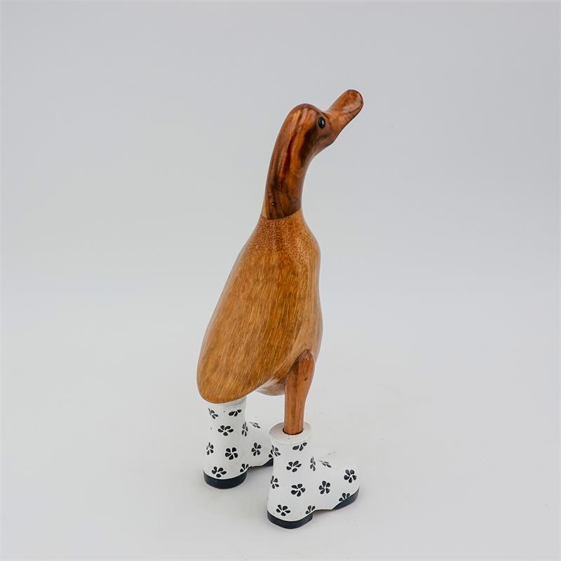 Canard »Ina« - petit canard dressé brun avec des chaussures blanches fleuries