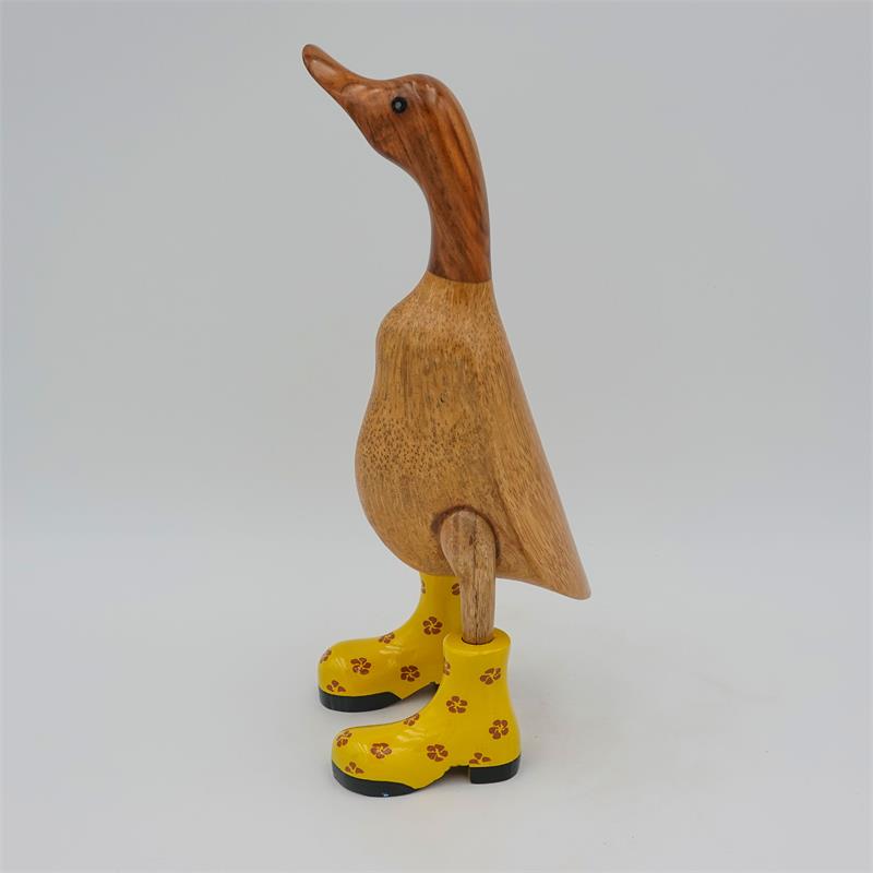 Canard »Daniela« brun moyen dressé avec des sabots fleuris jaunes