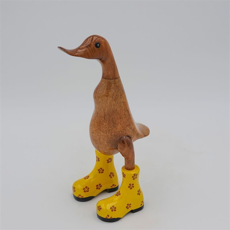 Canard »Dagmar« petit brun dressé avec des chaussures à fleurs jaunes