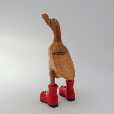 Canard »Chloé« - petit canard dressé marron avec des chaussures rouges
