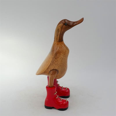 Canard »Chloé« - petit canard dressé marron avec des chaussures rouges