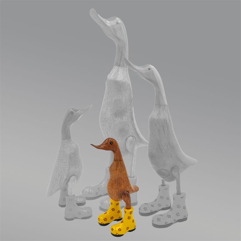 Canard »Dagmar« petit brun dressé avec des chaussures à fleurs jaunes