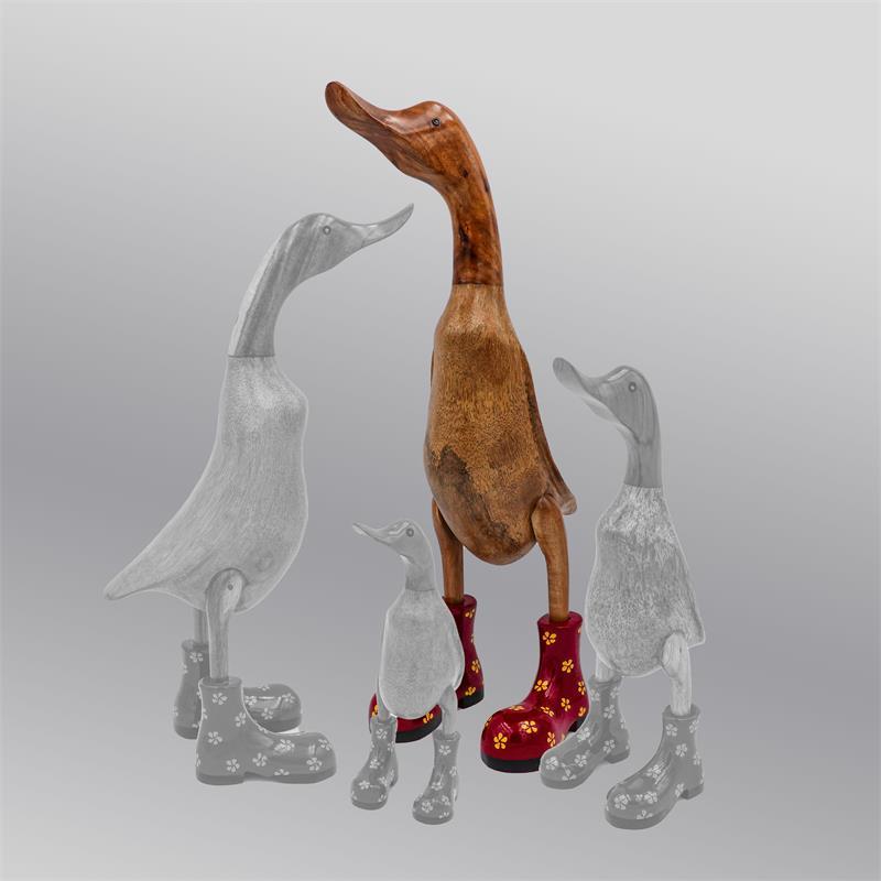 Canard géant « Frauke » beige-brun rouge avec des fleurs