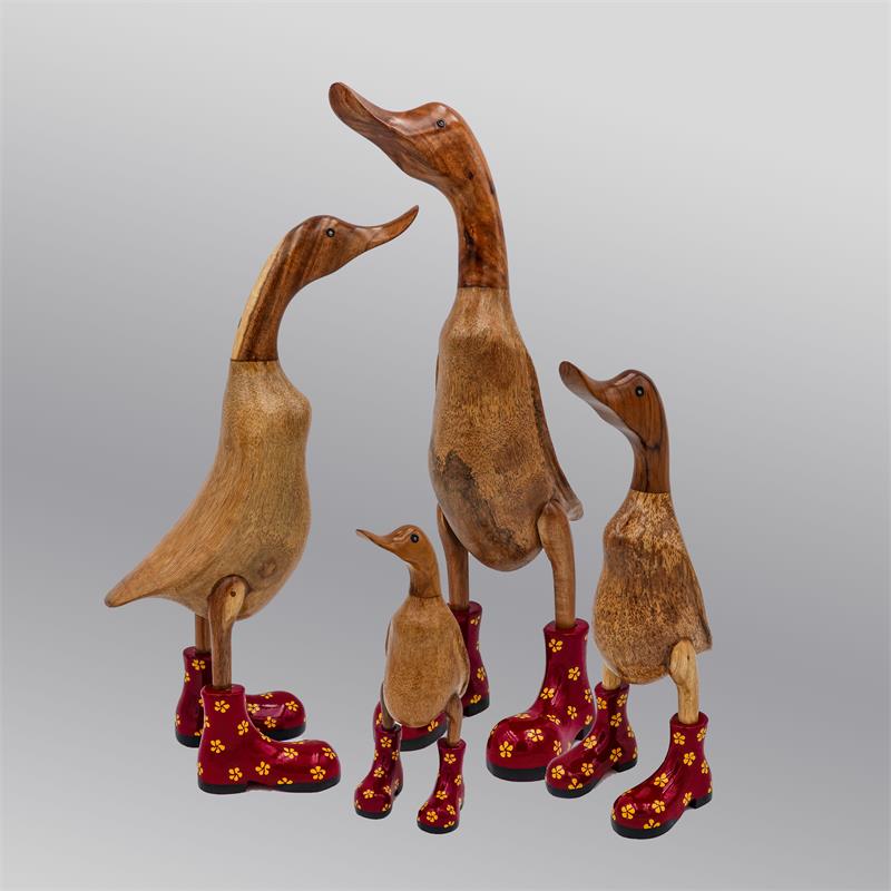Canard géant « Frauke » beige-brun rouge avec des fleurs