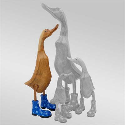 Canard » Ramona « grand marron dressé bleu avec des fleurs