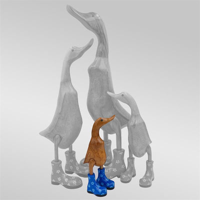 Canard »Rosalie« petit marron dressé bleu avec des fleurs