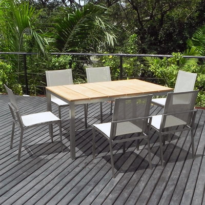 Chaise de salle à manger Alzette en acier inoxydable avec revêtement Batyline