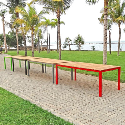 Table à manger Fides Color 100 x 100 x 75 cm en teck avec structure en aluminium