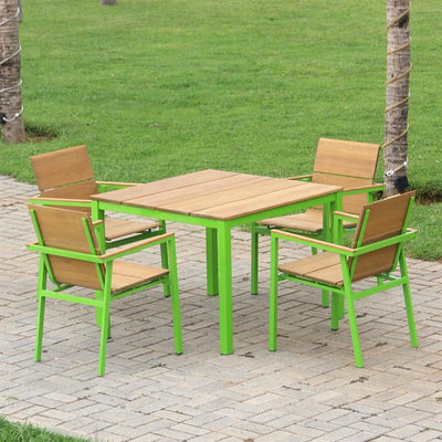 Table à manger Fides Color 100 x 100 x 75 cm en teck avec structure en aluminium
