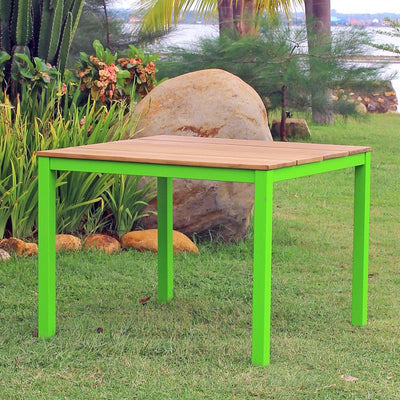 Table à manger Fides Color 100 x 100 x 75 cm en teck avec structure en aluminium