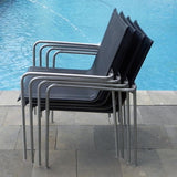Ensemble de chaises empilables Fides 250 composé d'une table extensible Fides 250/175 x 100 et de chaises empilables Fides en acier inoxydable avec Batyline Bes