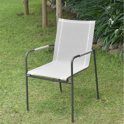 Chaise empilable Fides en acier inoxydable noir thermolaqué avec revêtement Batyline