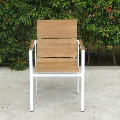 Ensemble de chaises empilables Fides Color 150 en teck de qualité A avec structure en aluminium composé d'une table Fides Color 150 x 100 et de chaises empilables Fides Color