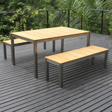 Fides Gartenbank ohne Rückenlehne 130 x 45cm Teak Grade A mit Edelstahl